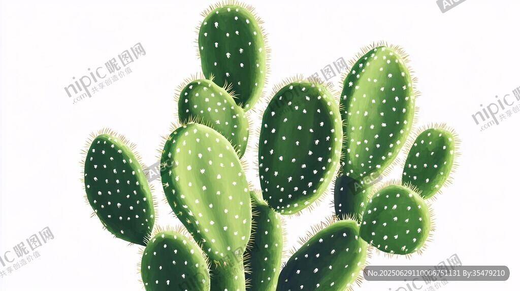 可愛多刺仙人掌插畫