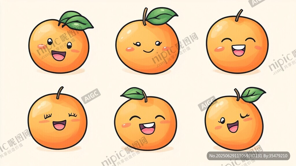 可愛表情橙子插畫集合