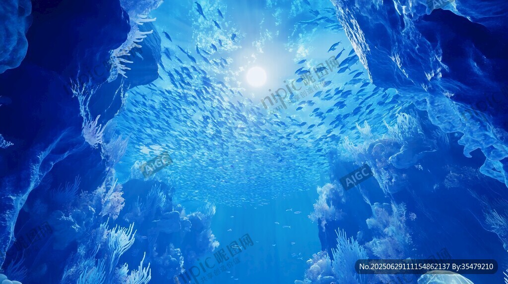夢幻海底世界 陽光與魚群