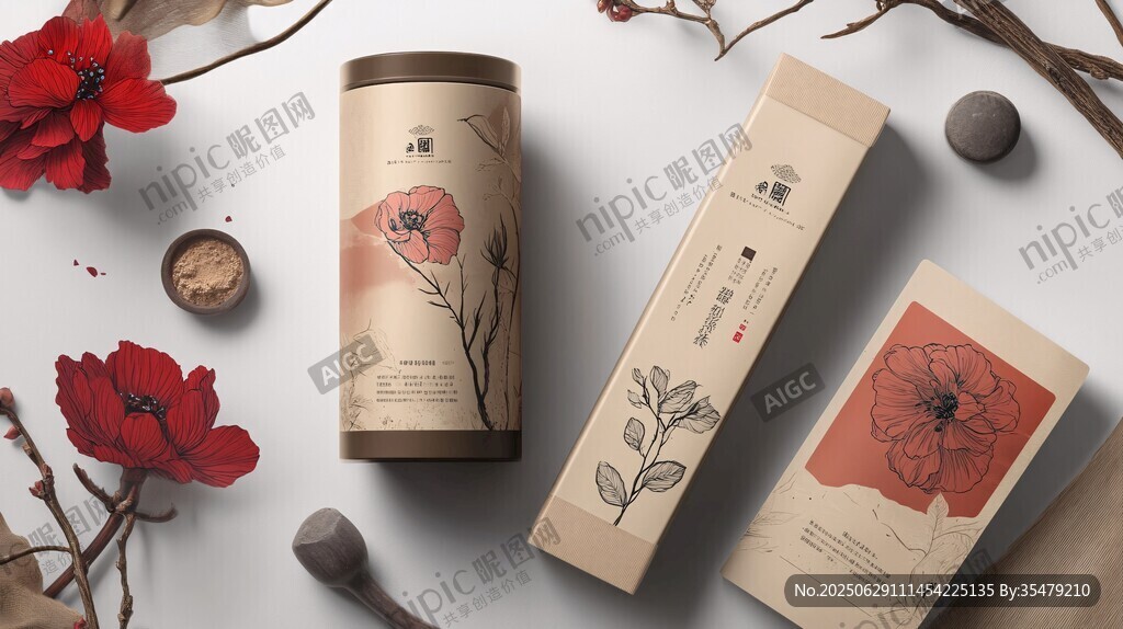 中式花卉主題包裝設(shè)計(jì)展示