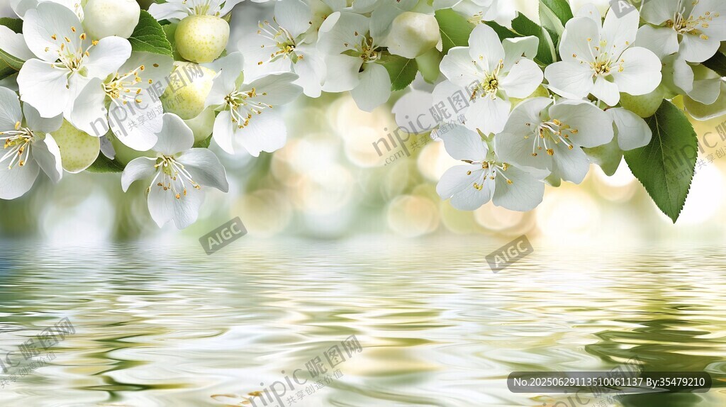 春日繁花映水唯美景象