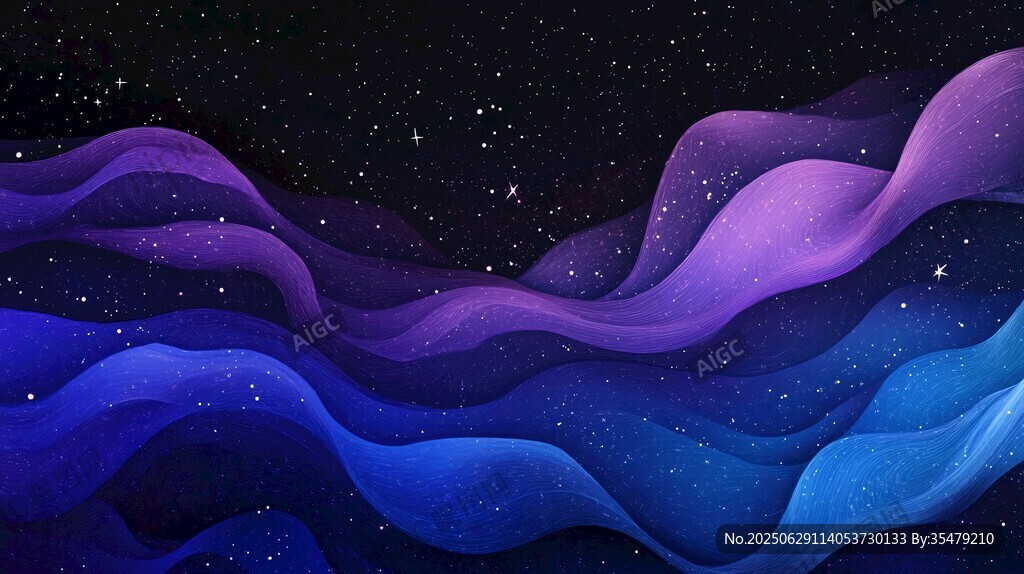 夢幻星空下的流動色彩