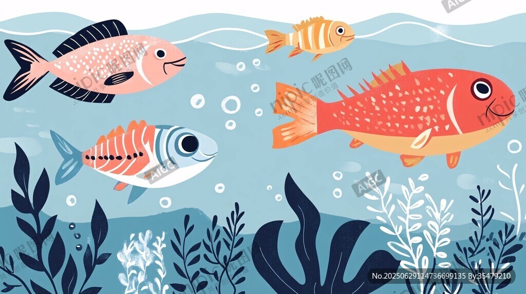 海底暢游的多彩魚兒