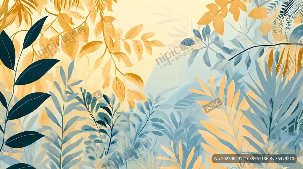 夢幻植物景觀插畫