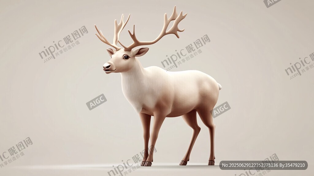 優(yōu)雅白鹿 夢幻3D藝術(shù)形象