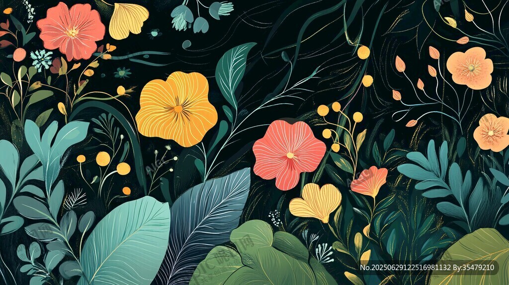 花卉綠植的夢幻插畫世界