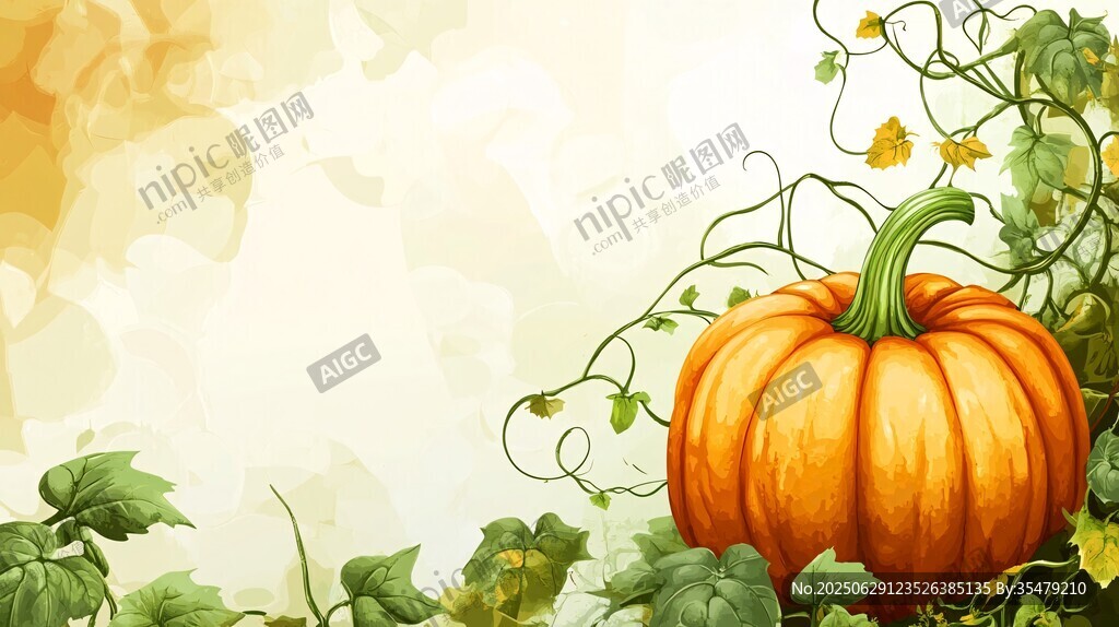 秋日南瓜插畫背景圖