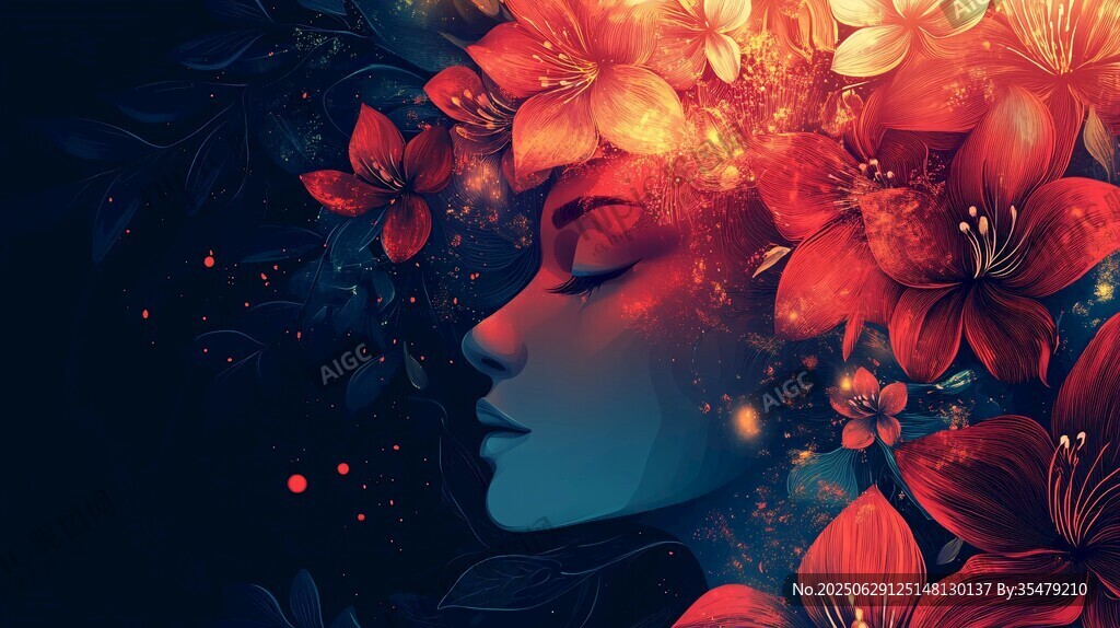 夢幻花顏女子側(cè)影