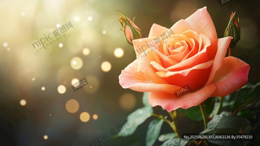 橙色玫瑰 夢幻光影下的美麗