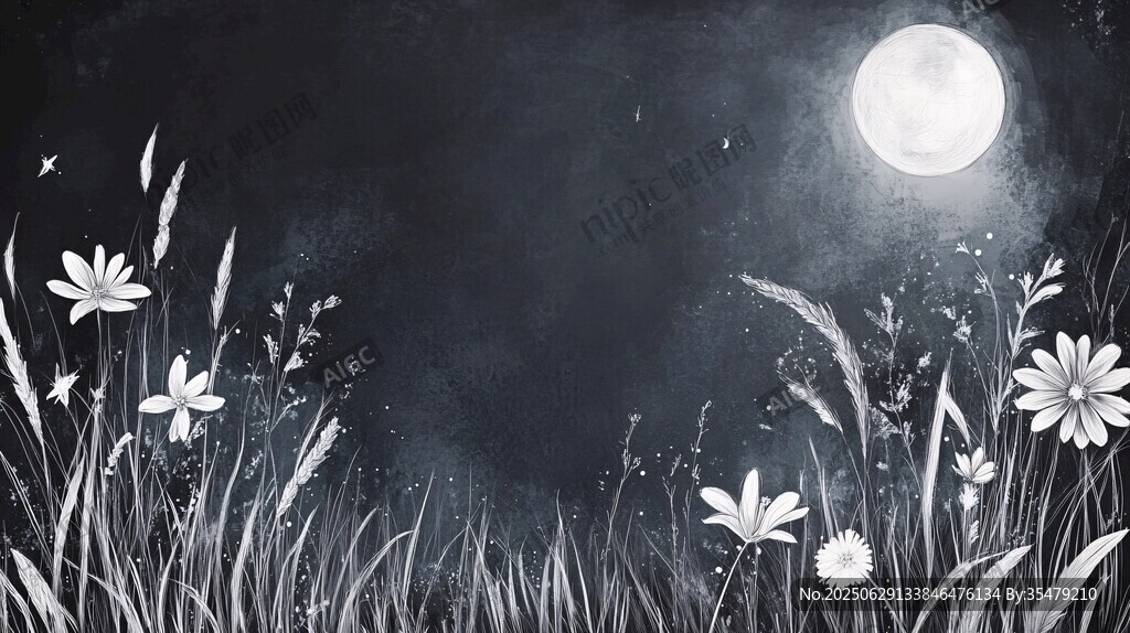 月夜下的花草夢(mèng)幻景象