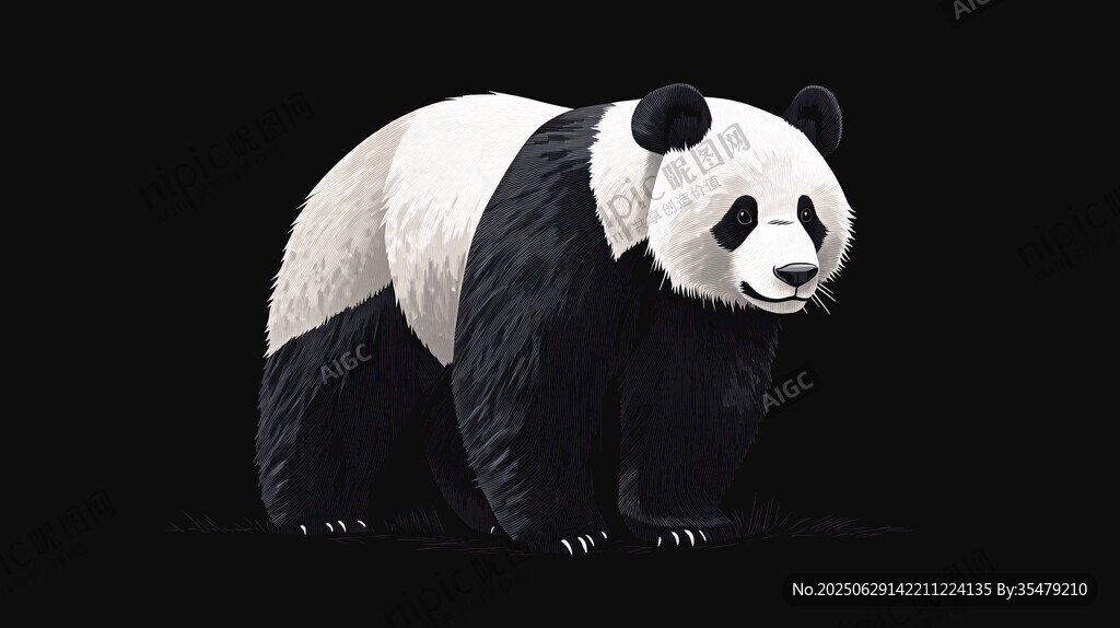 可愛大熊貓插畫
