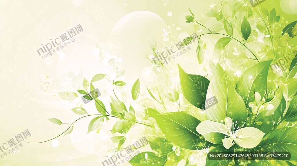 清新綠意花卉背景圖