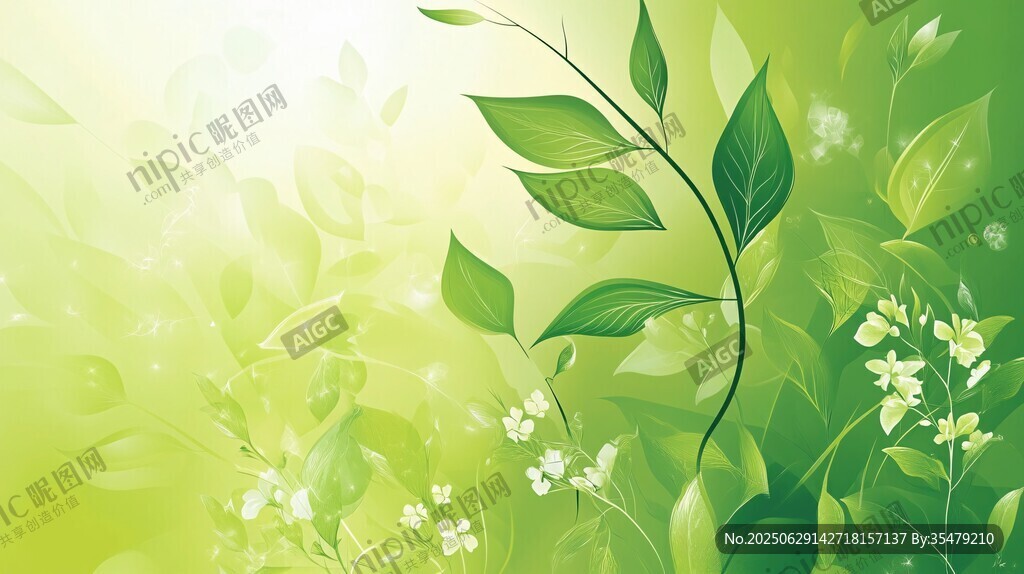 清新綠意植物背景圖