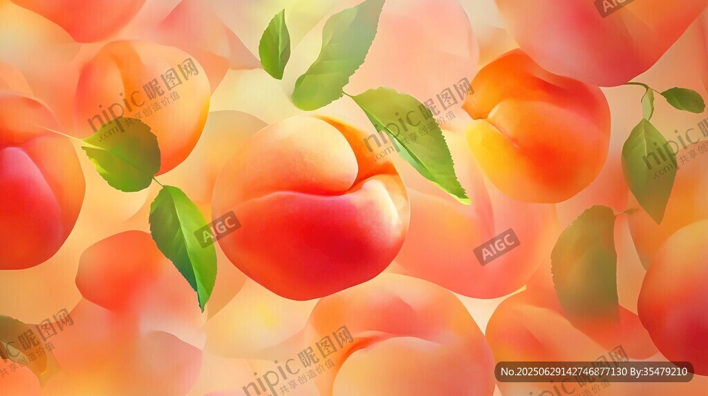 水彩風桃子插畫背景圖