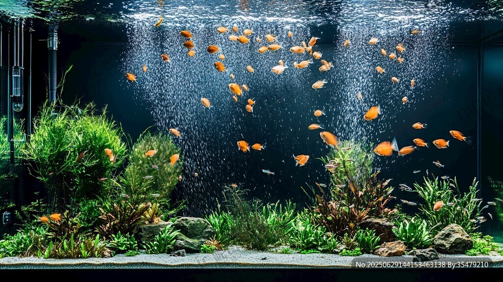 繽紛金魚暢游水草水族箱
