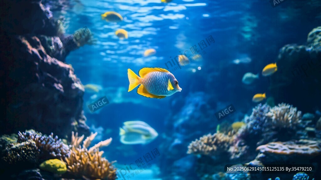 海底魚群暢游的夢幻景象