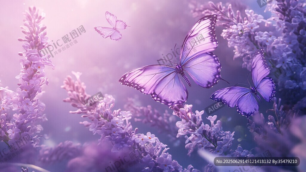 夢幻紫蝶飛舞于薰衣草間