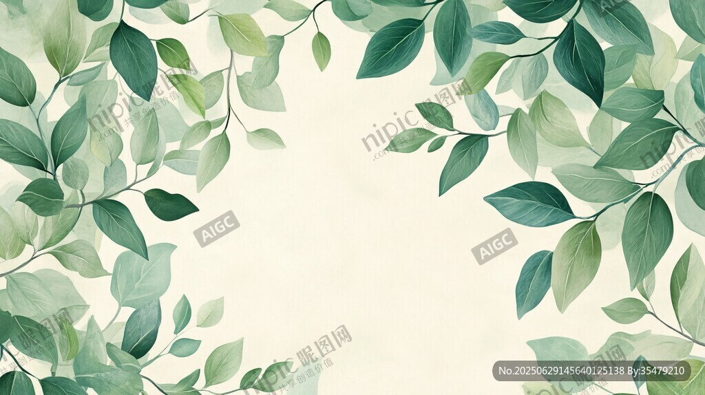 綠葉環(huán)繞的清新自然背景