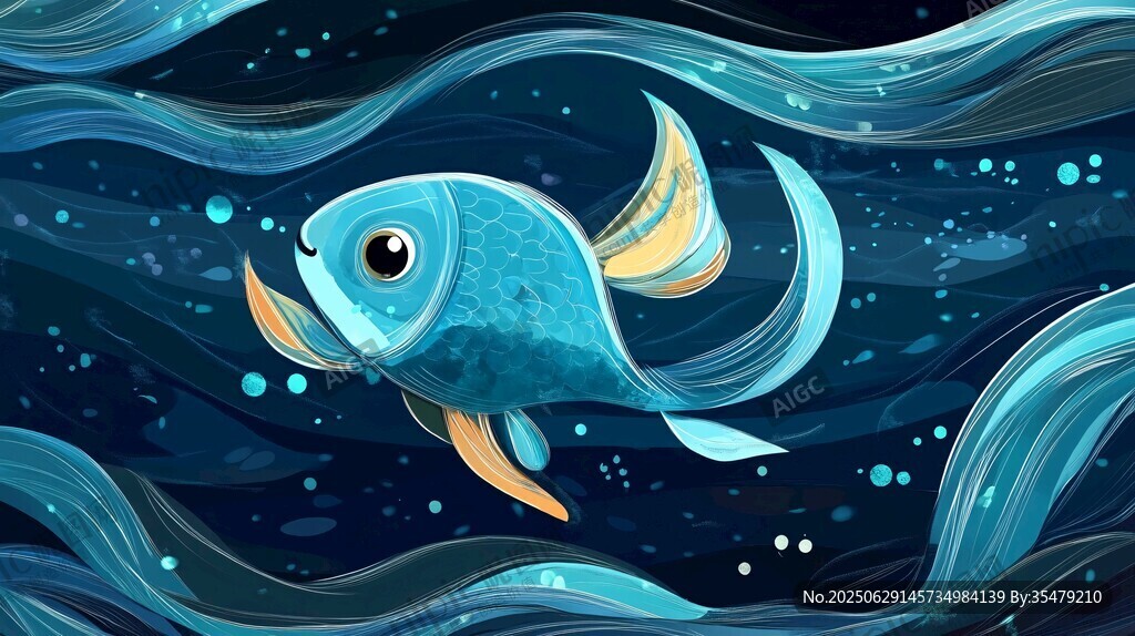 深海中游動(dòng)的夢(mèng)幻藍(lán)魚