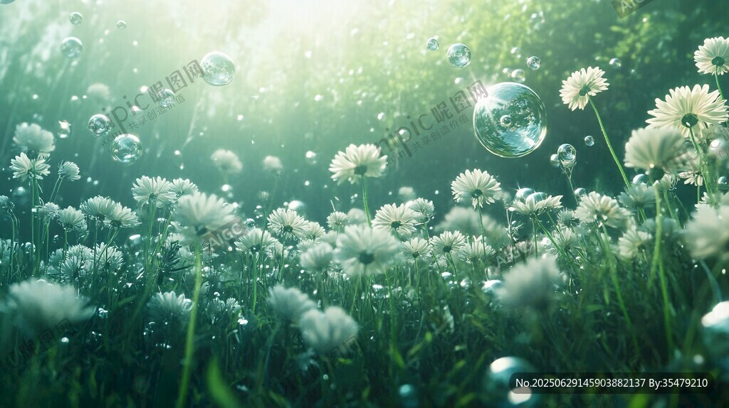陽光雛菊草地夢(mèng)幻泡泡景