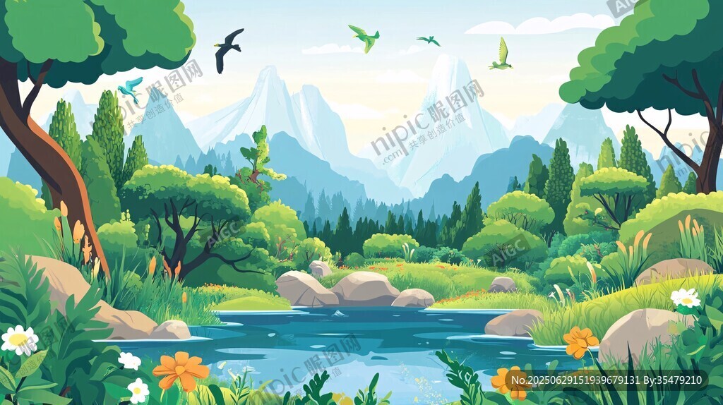 寧靜山林中的清澈溪流
