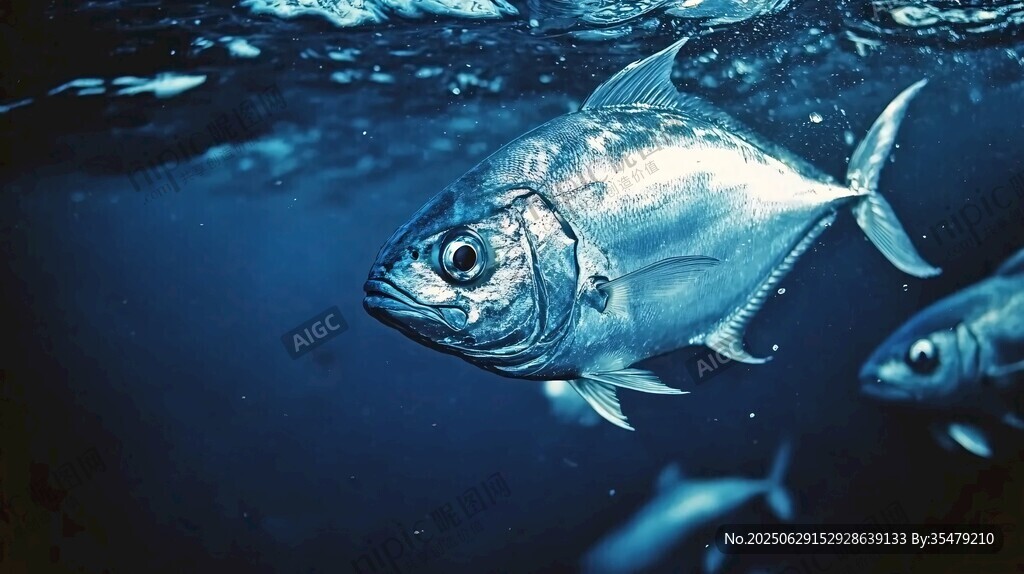 深海中的銀色游魚