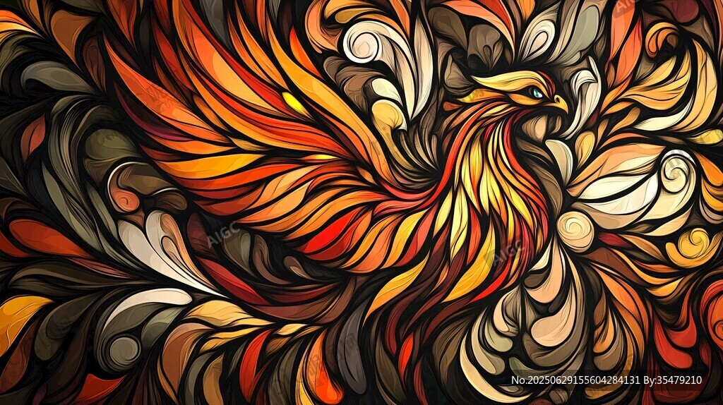 絢麗鳳凰的夢幻抽象圖案