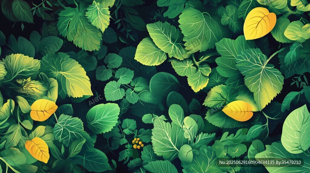 綠葉繁花間的自然景致