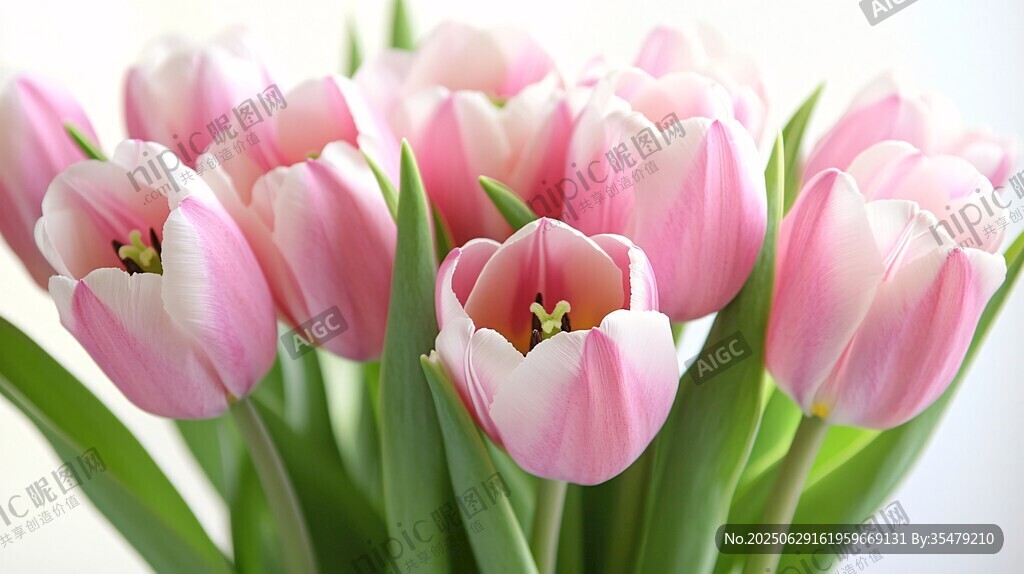 粉色郁金香花束特寫