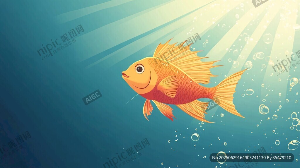 陽光下暢游的絢麗金魚