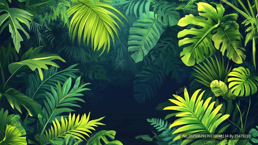 熱帶叢林綠植背景圖
