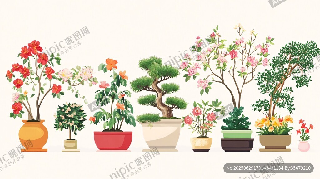 多樣盆栽花卉展示
