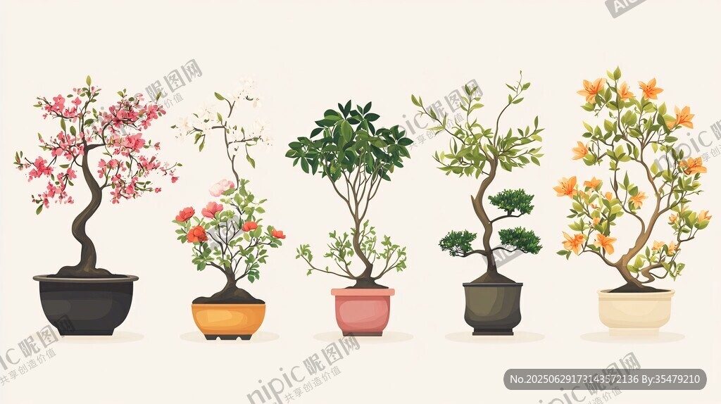 多樣盆栽植物展示