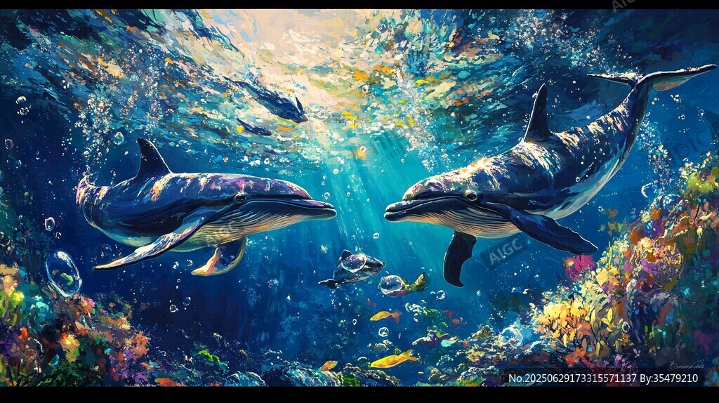 夢幻海底的海豚共游景象