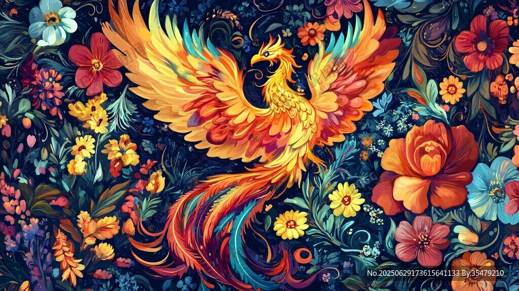 鳳凰棲于繁花之中