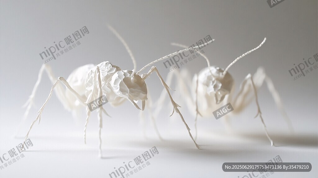 兩只白色螞蟻微距特寫
