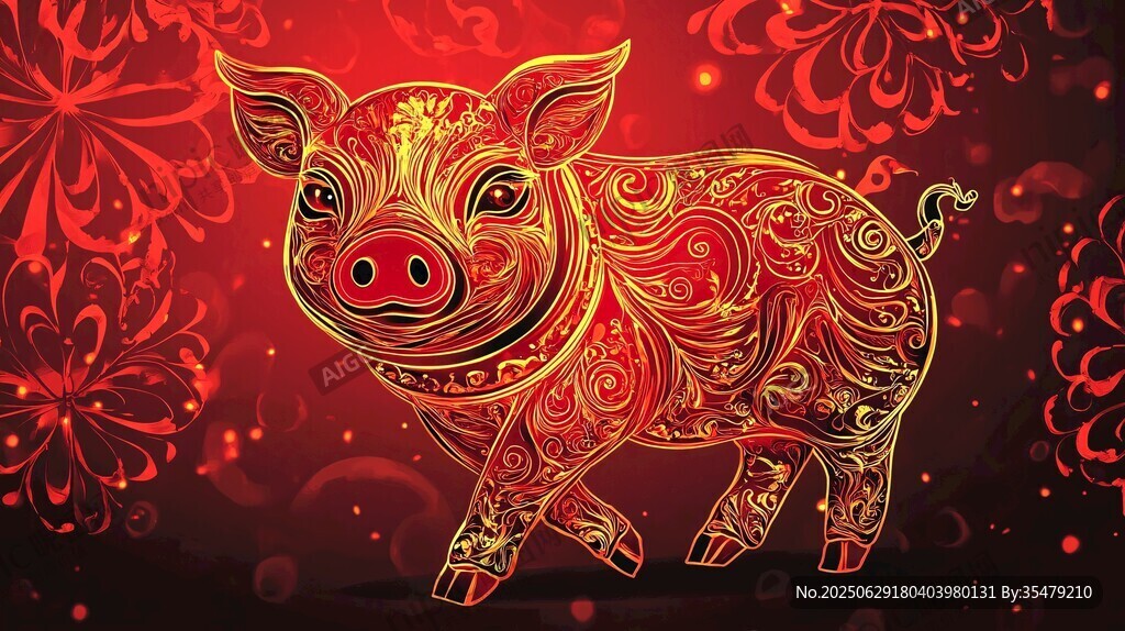 金豬賀歲 紅火吉祥圖案