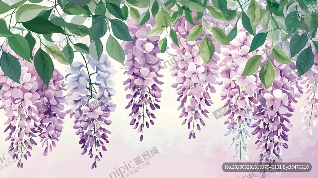 紫藤垂掛 清新花卉景象