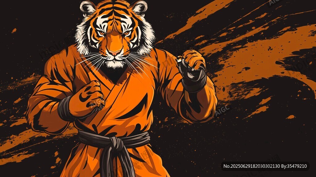 功夫老虎展現(xiàn)武術(shù)姿態(tài)