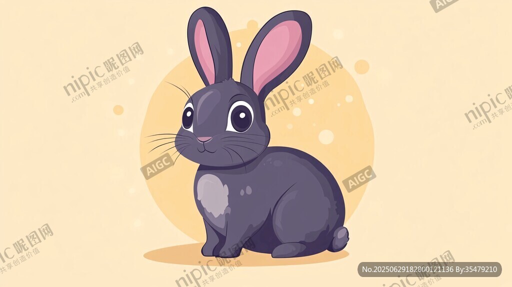 可愛黑兔子插畫形象