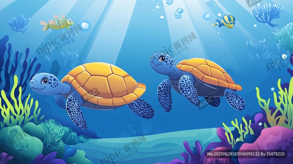 海龜悠游海底夢幻世界