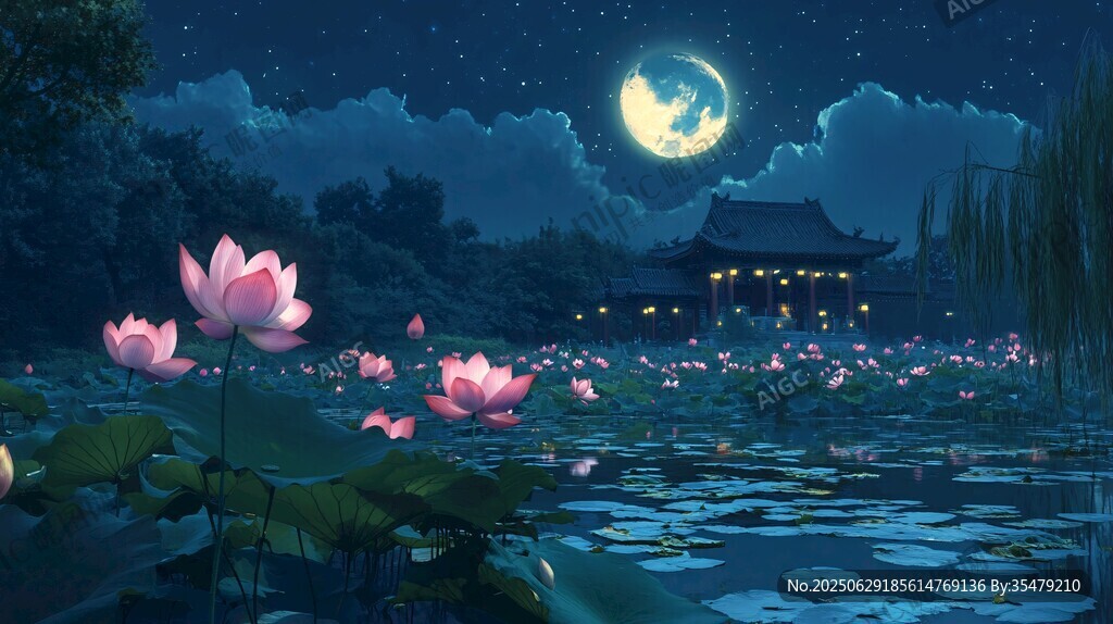 荷塘月夜古風(fēng)美景