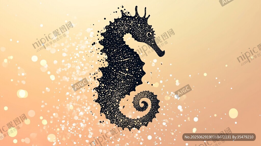 墨韻海馬 夢(mèng)幻漸變背景