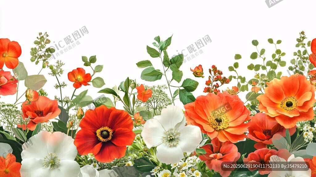 多彩花卉組成的美麗花簇