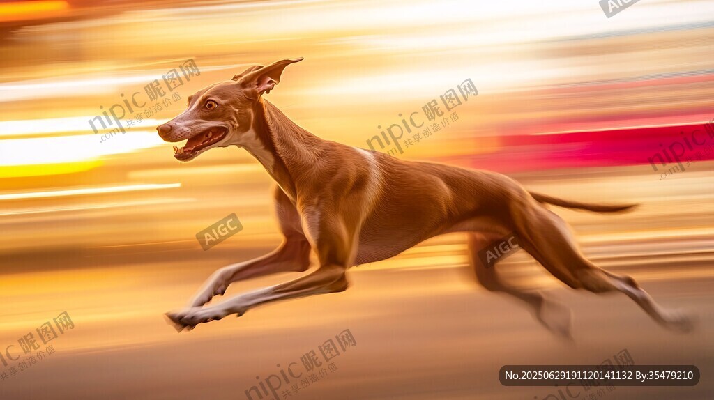 奔跑的靈緹犬展現(xiàn)矯健身姿