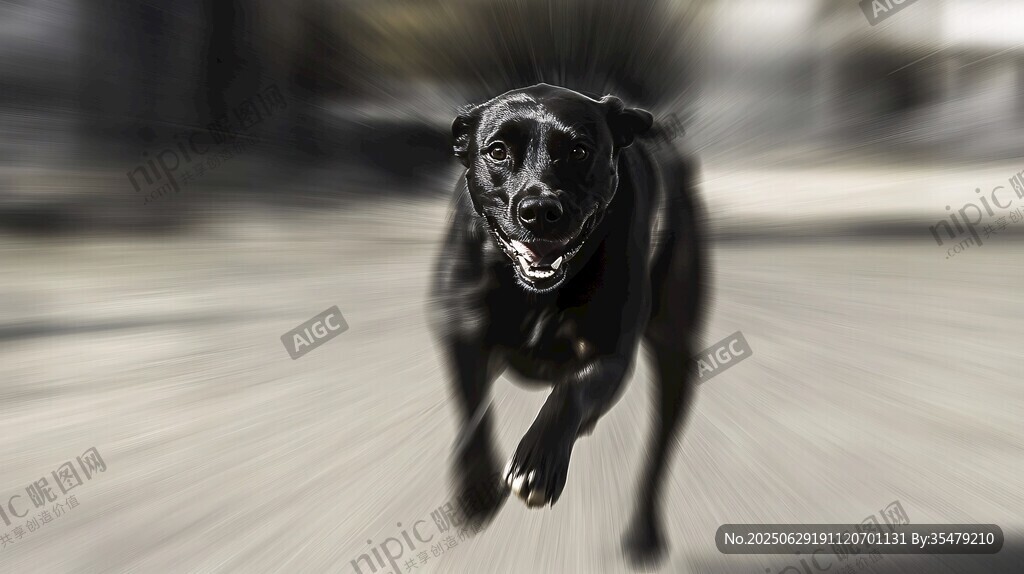 黑狗奔跑瞬間