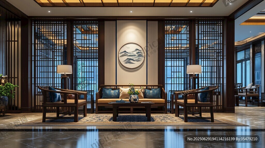 中式典雅客廳室內(nèi)設(shè)計圖