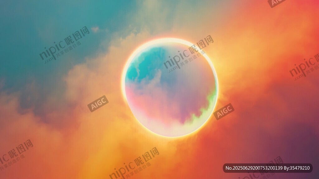 夢(mèng)幻彩色光暈圓形景象