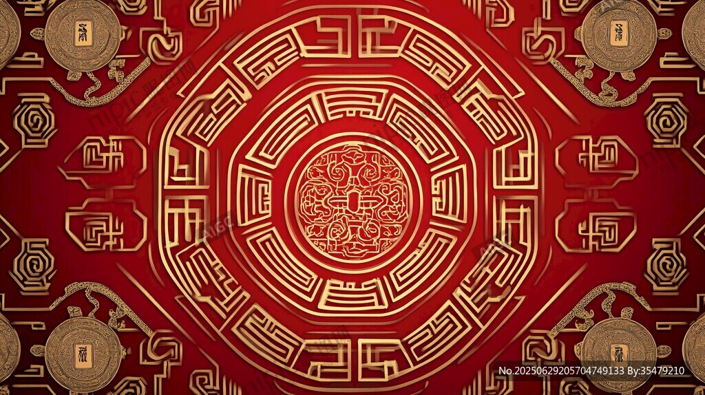 中式古典紅金傳統(tǒng)花紋背景