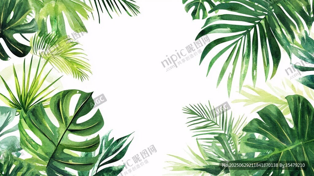 熱帶植物邊框背景圖